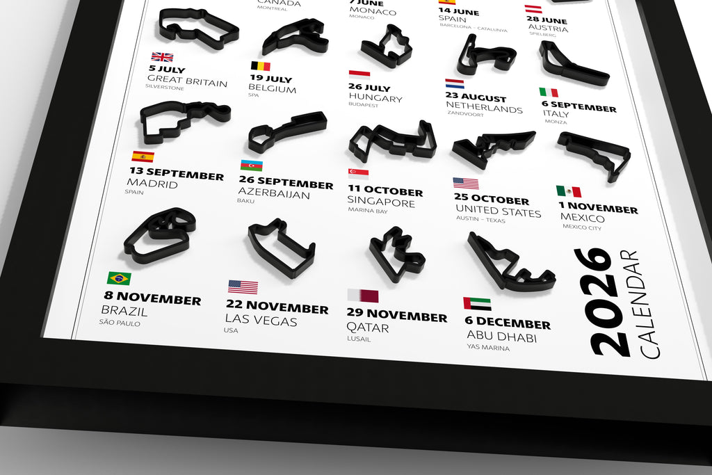 Good Rack Calendar F1 2026 3D Race Calendar | Unique Motorsport Gift – RacingOutlines