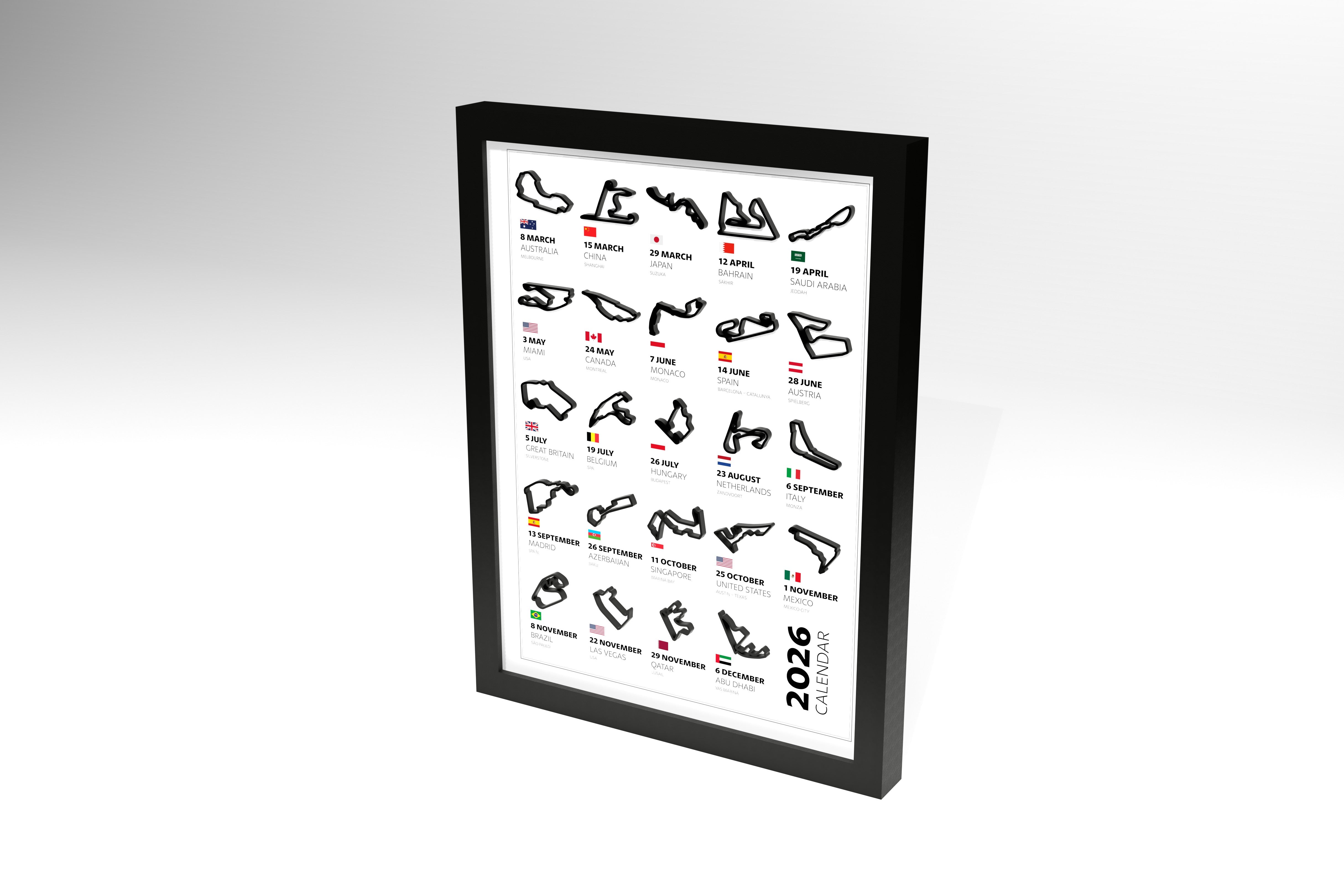 THE GRAND PRIX 2026 カレンダー 12個 F1 2026 3D Race Calendar | Unique Motorsport Gift – RacingOutlines